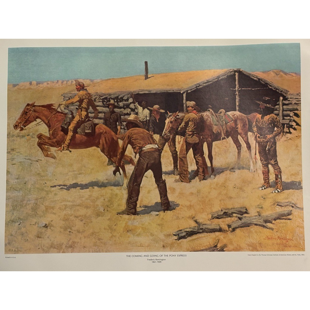 The Coming and Going of the Pony Express - by Frederic Remington Print 18" x 24"